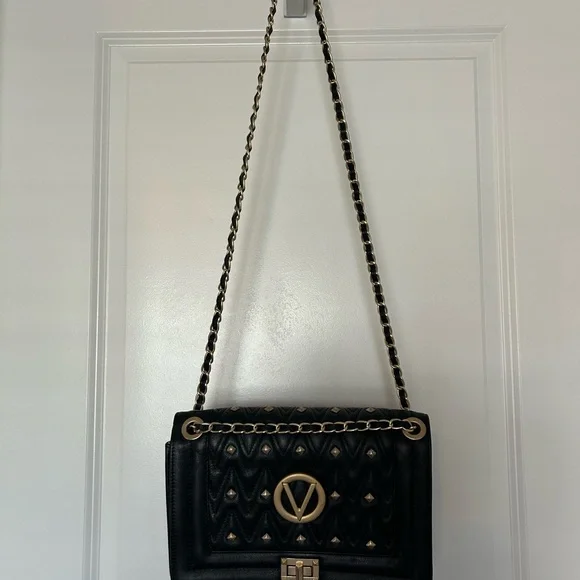 VALENTINO-AUTHENTIC • Black and Gold Shoulder/Crossbody Bag • Medium - Picture 2 of 13